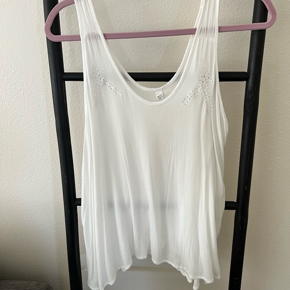 White Flowy Tank